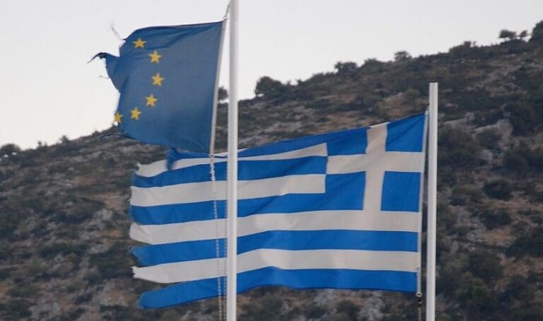 European and Greek Flags